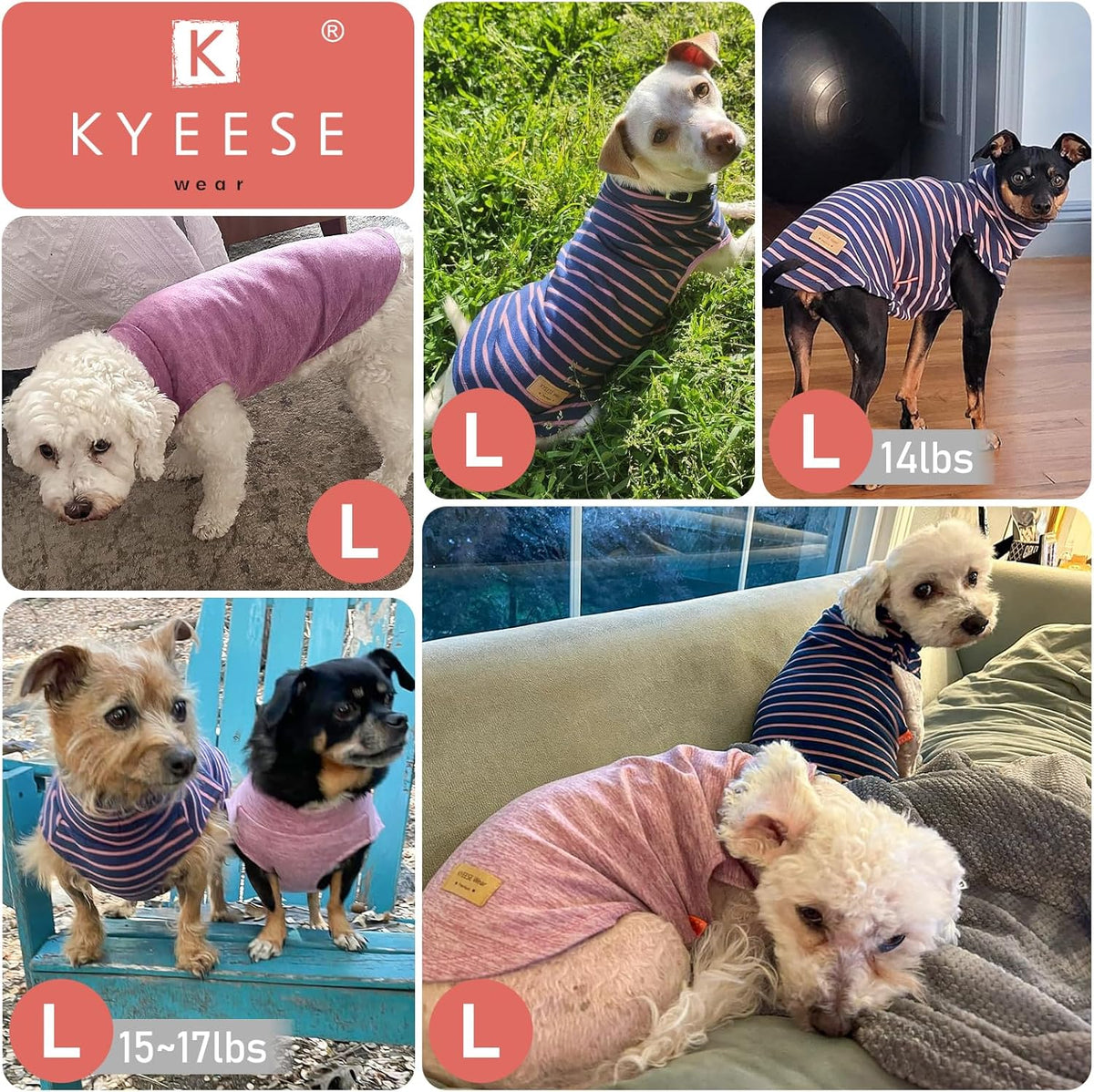 KYEESE 2Pack Dog Sweater Pullover Dog Sweaters for Small Dogs Girl Soft Dogs Clothes Stretchy Pet