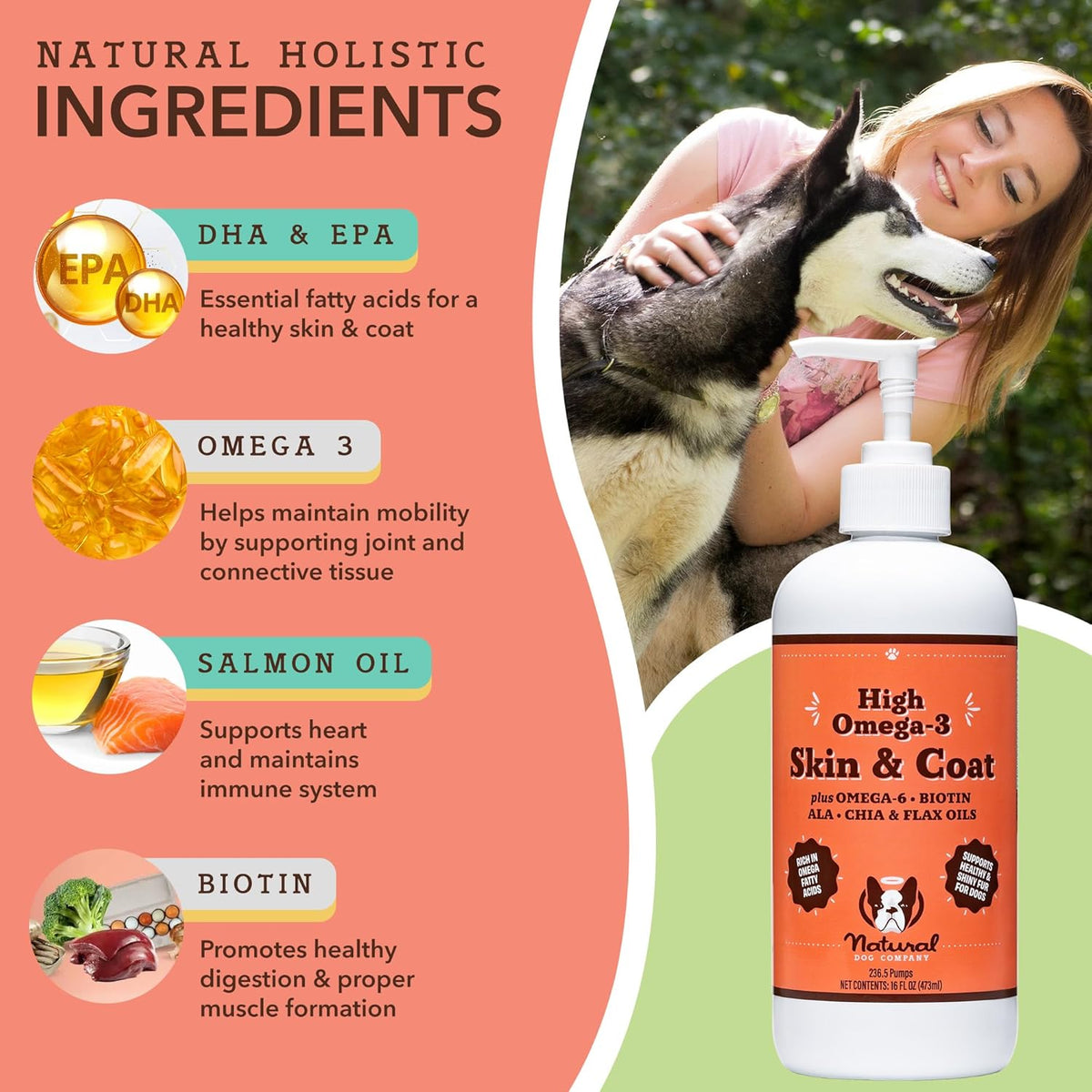 Natural Dog Company Healthy Joints, Skin and Coat Bundle for Dogs, Includes (1) Bottle Natural Dog