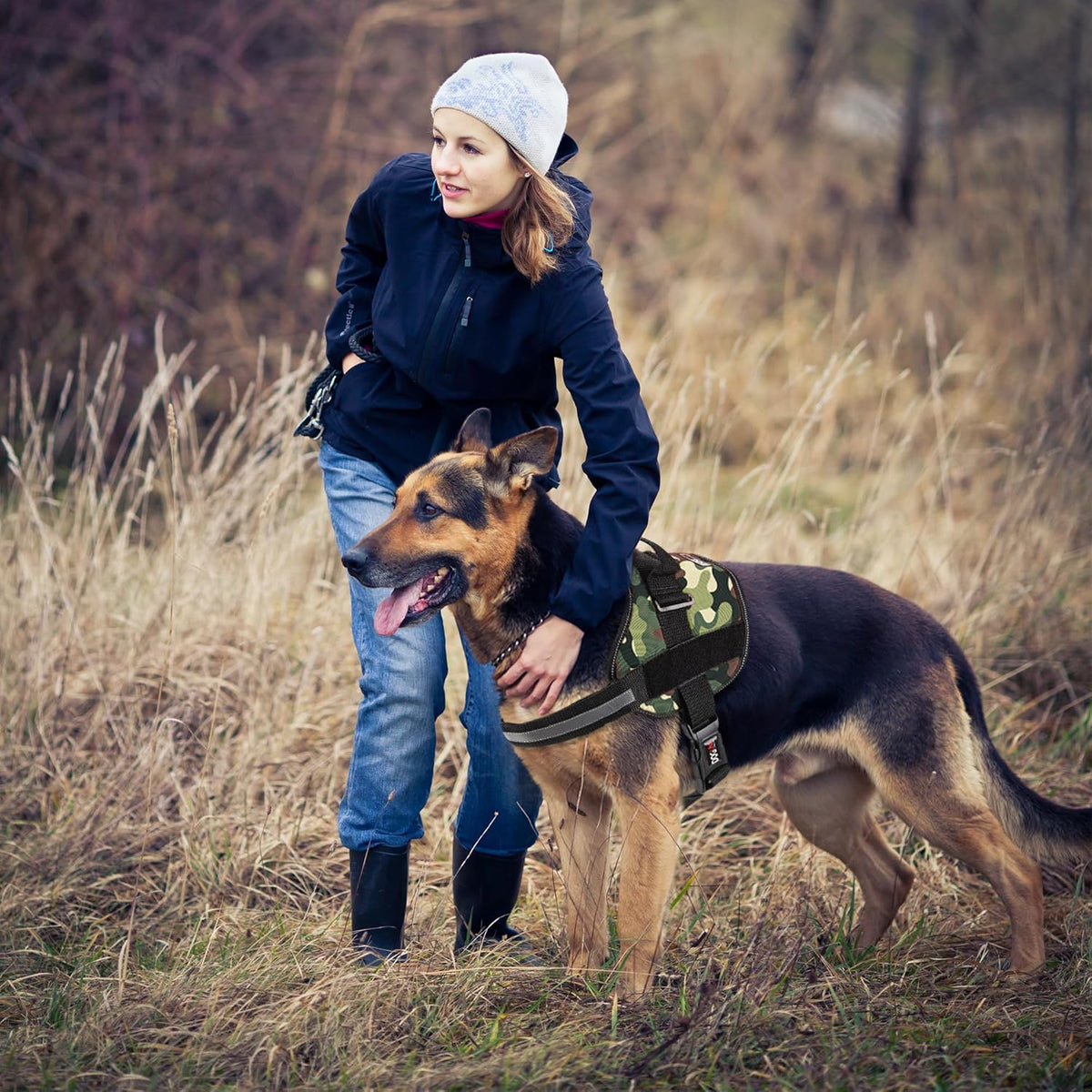 Dogline Dog Harness, Reflective No-Pull Adjustable Vest with Handle for Walking, Training