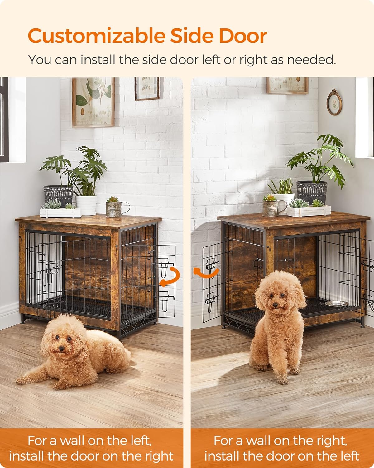 Feandrea Dog Crate Furniture, 27.2" Side End Table, Modern Kennel for Dogs Indoor up to 30 lb