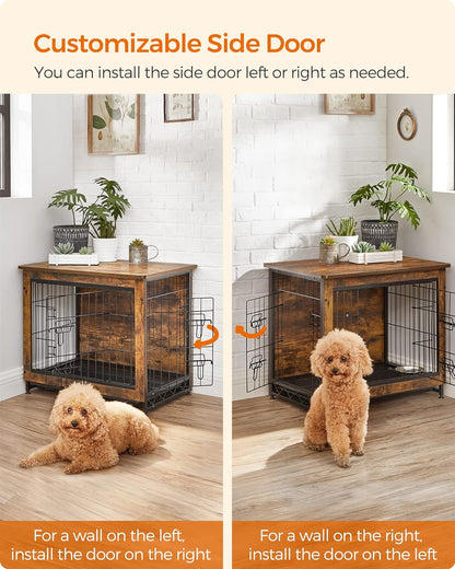 Feandrea Dog Crate Furniture, 27.2" Side End Table, Modern Kennel for Dogs Indoor up to 30 lb