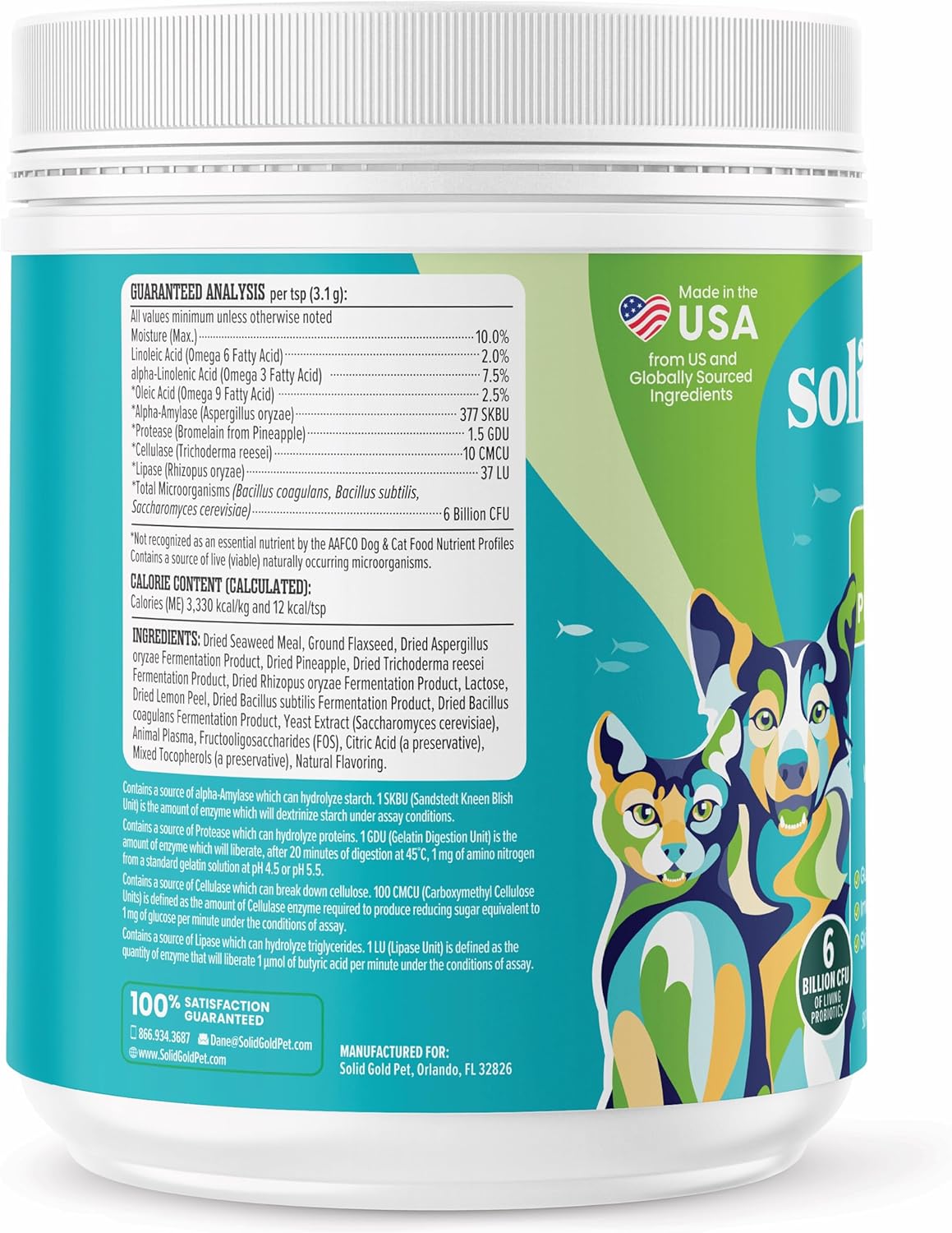 Solid Gold SeaMeal Cat Probiotic & Dog Probiotics for Digestive Health - Kelp Powder Dog & Cat