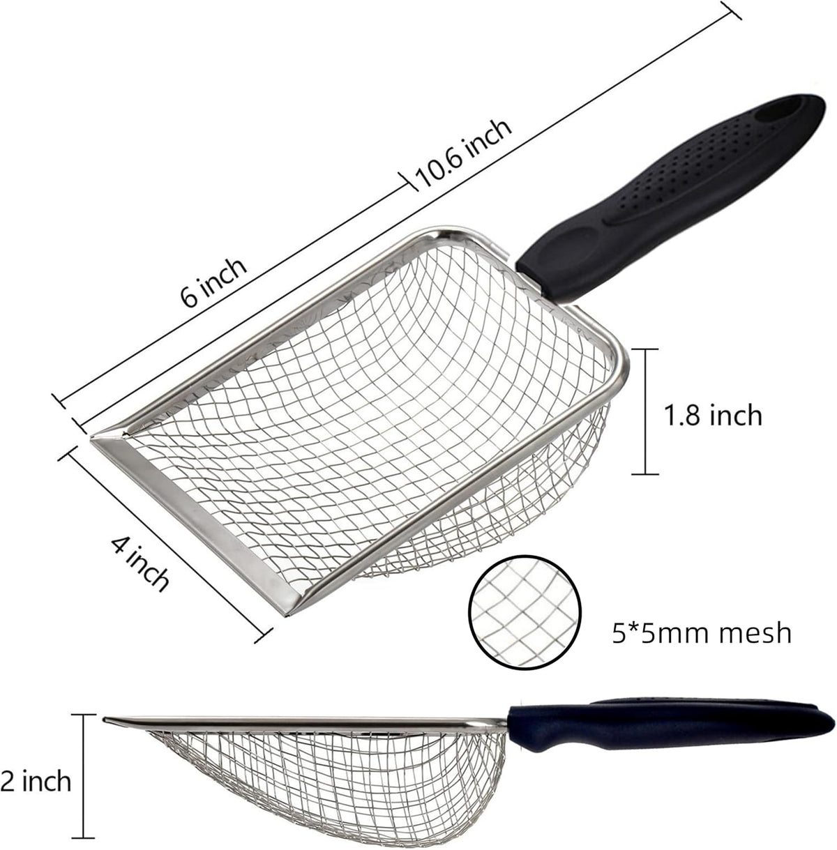 Cat Litter Scooper with Holder,Sturdy Litter Cleaner Corner Shovel,Stainless Steel Mesh Litter