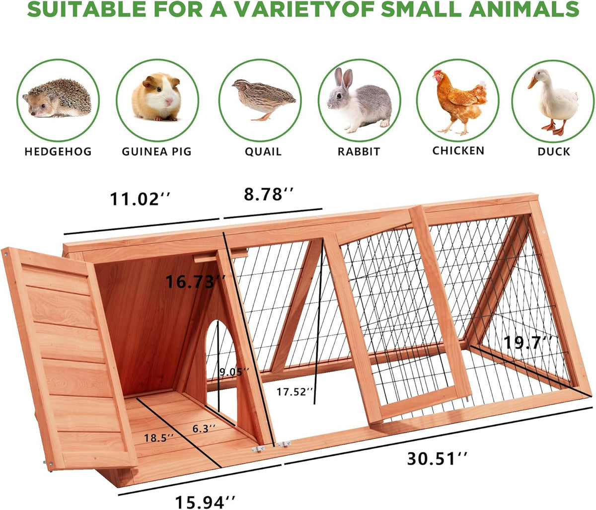 Chick Coop,Outdoor Portable Chicken Run Cage Wooden Triangle Quail Coop with Ventilating Wire