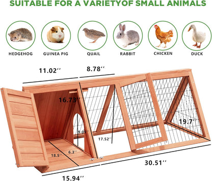 Chick Coop,Outdoor Portable Chicken Run Cage Wooden Triangle Quail Coop with Ventilating Wire