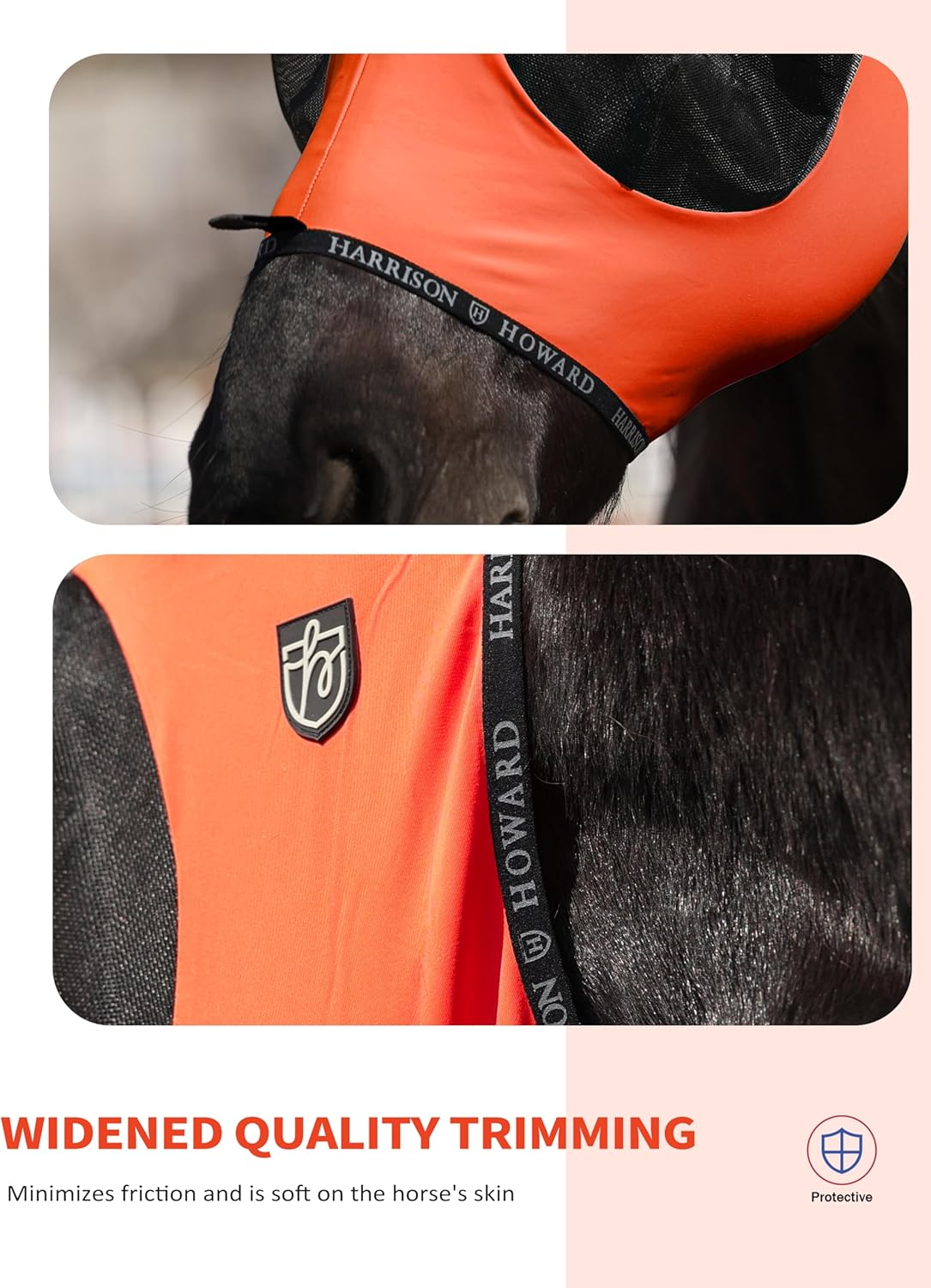 Harrison Howard Horse Fly Mask with Forelock Opening Stretch Breathable and Comfortable for Horses