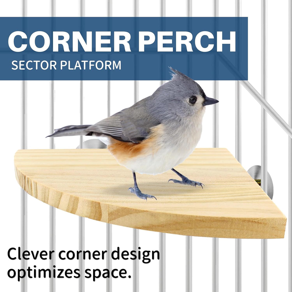 Bird Perch Corner Stand for Bird Cage Corner Platform Wood Bird Perches Corner Shelf Rest for Birds