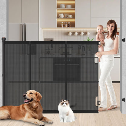 Extra Tall Retractable Baby Gates: 51" High Pet Gate, Extend up to 71" Wide, Mesh Baby Gate with