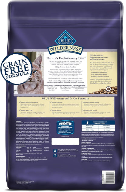 Blue Buffalo Wilderness Natural Adult Dry Cat Food, High-Protein and Grain-Free Diet, Supports