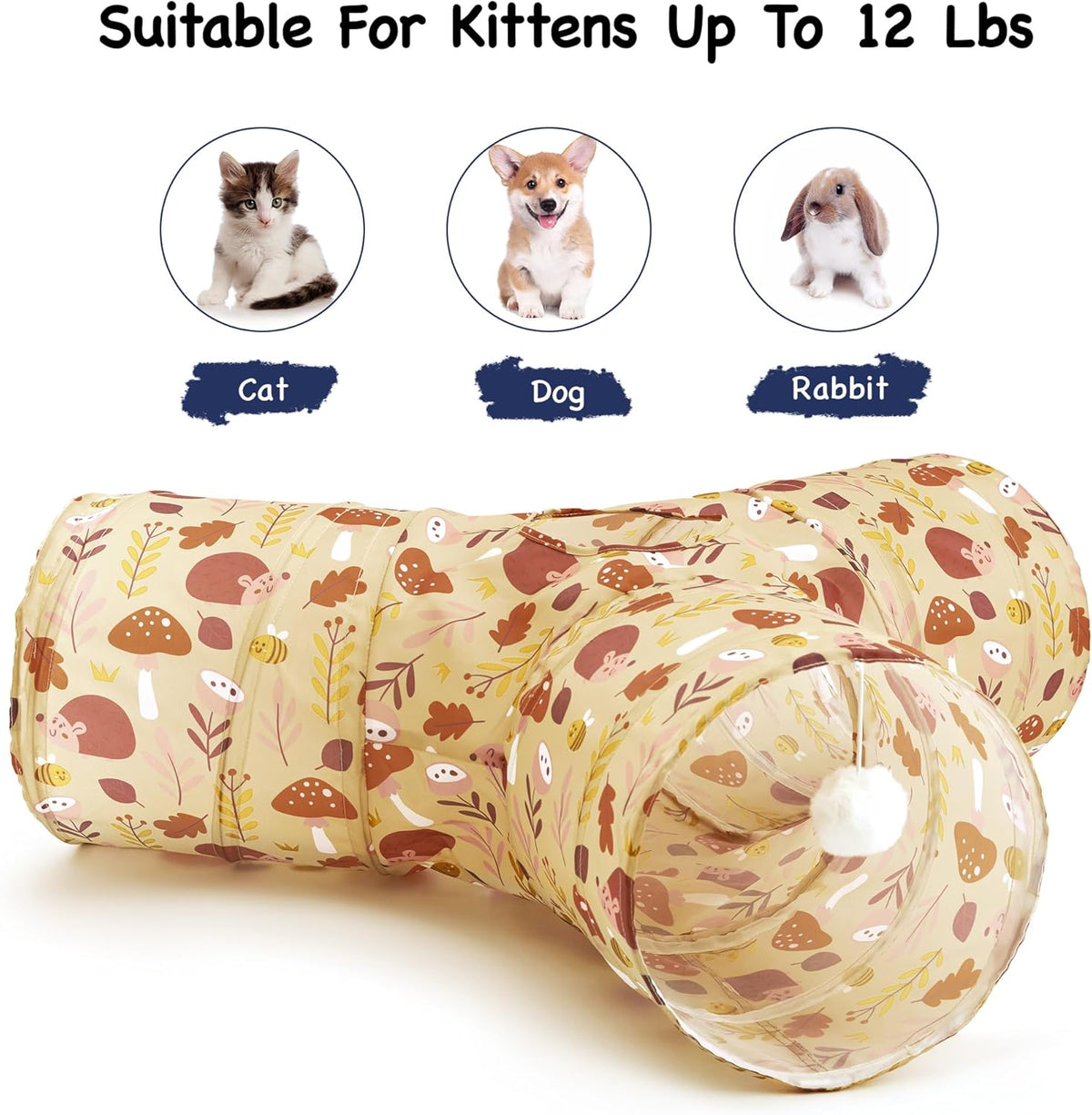 Tempcore Pet Cat Tunnel Tube Cat Toys 3 Way Collapsible, Cat Tunnels for Indoor Cats，Kitty Tunnel