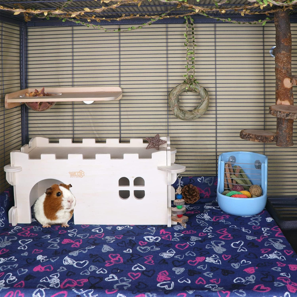 Castle Chinchilla House - Small Animal Hideout for Chinchilla Guinea Pig Hedgehog, or Rat