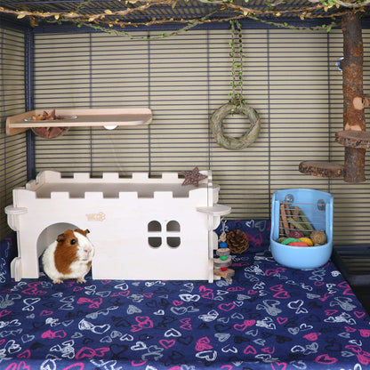 Castle Chinchilla House - Small Animal Hideout for Chinchilla Guinea Pig Hedgehog, or Rat