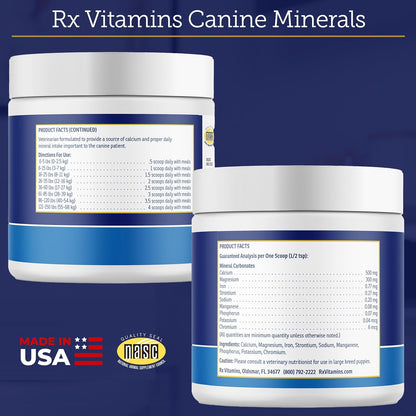 Rx Vitamins Canine Minerals - Essential Minerals for Dogs - Calcium, Magnesium, Iron Supplement
