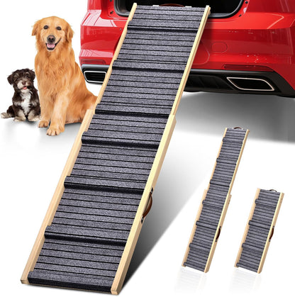 Dog Ramp for Car, 71''x 17'' Extra Long Deluxe Telescoping Design Wooden Pet Ramp, Pet Stair Ramps