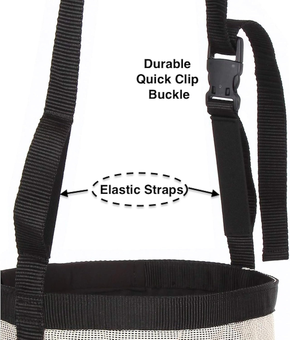 Majestic Ally Horse Feed Bag, Heavy Duty Nylon Mesh Grain Feed Bag, Adjustable Strap with Durable