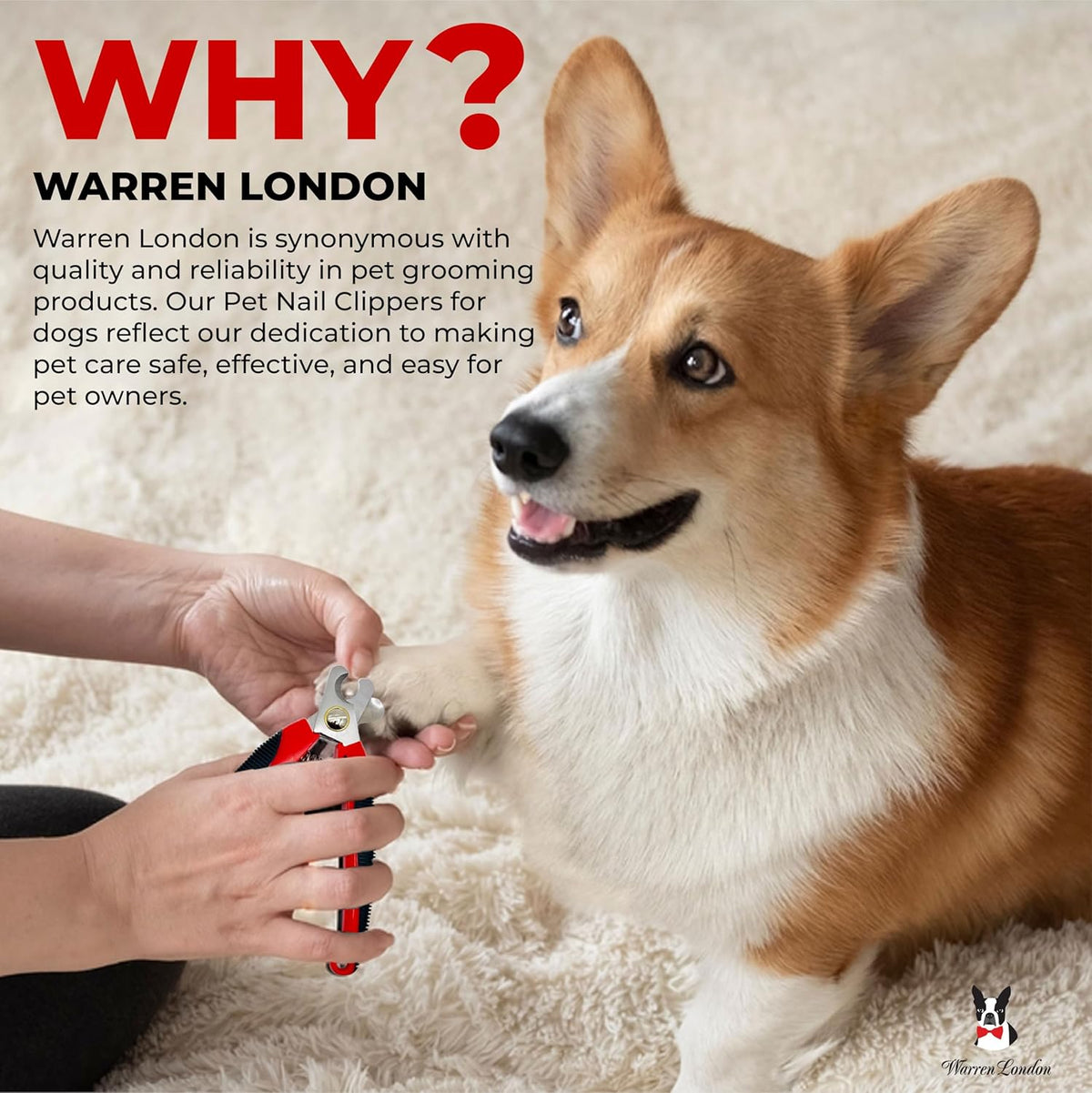Warren London Dog Nail Clippers – Large Breed Nail Trimmer with Stainless Steel Blade, Safety Guard