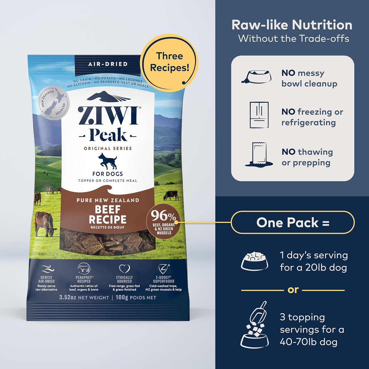 ZIWI Peak Air-Dried Dog Food – Beef - All Natural, High Protein, Grain Free, Limited Ingredient