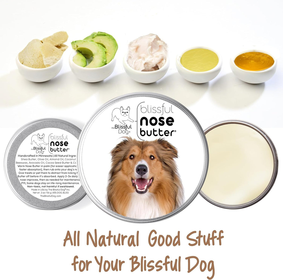 The Blissful Dog Collie Nose Butter for Dry, Cracked Skin, Lick-Safe Dog Nose Balm with