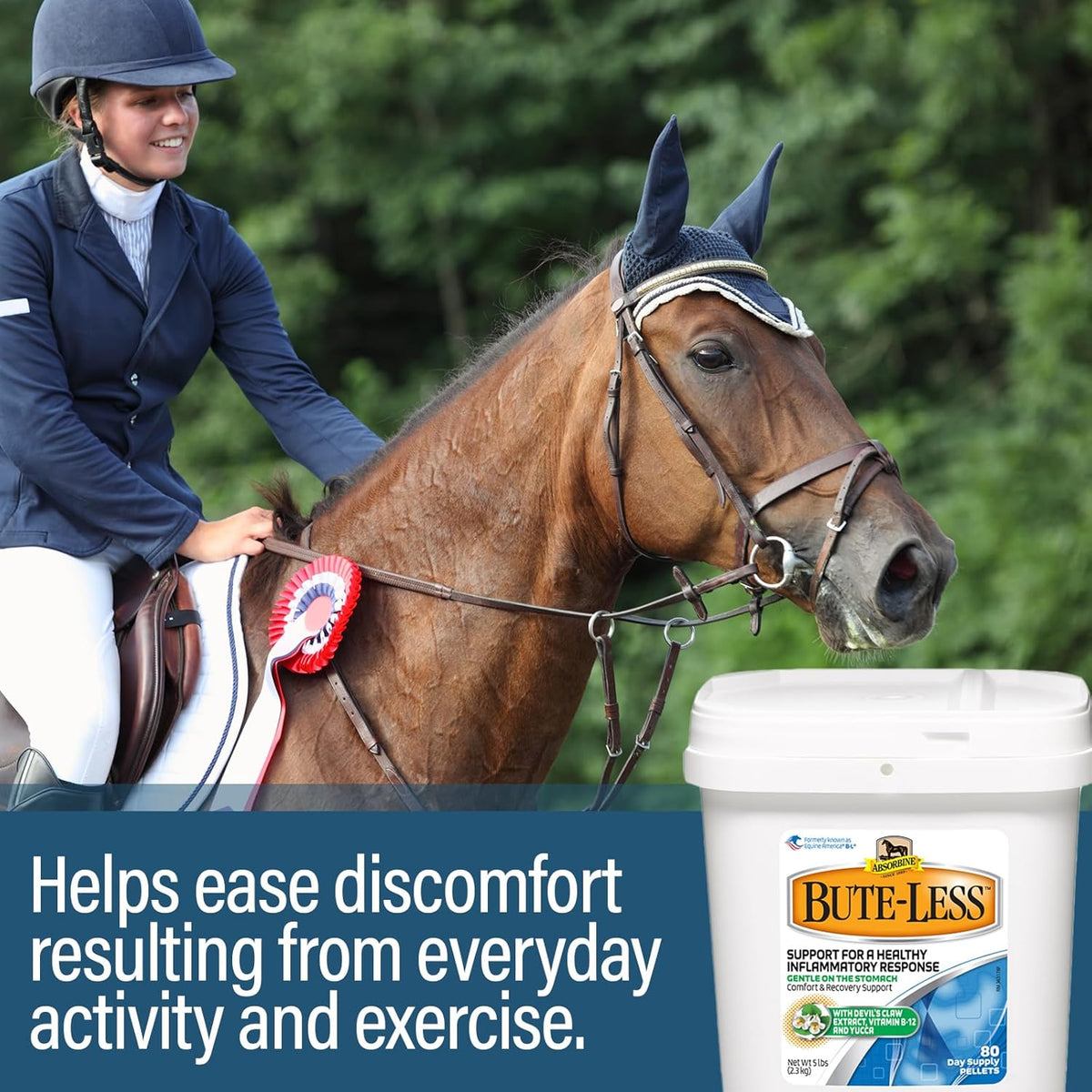 Absorbine Bute-Less Comfort & Recovery Supplement Pellets, Healthy Inflammatory Response, 5 lb / 80