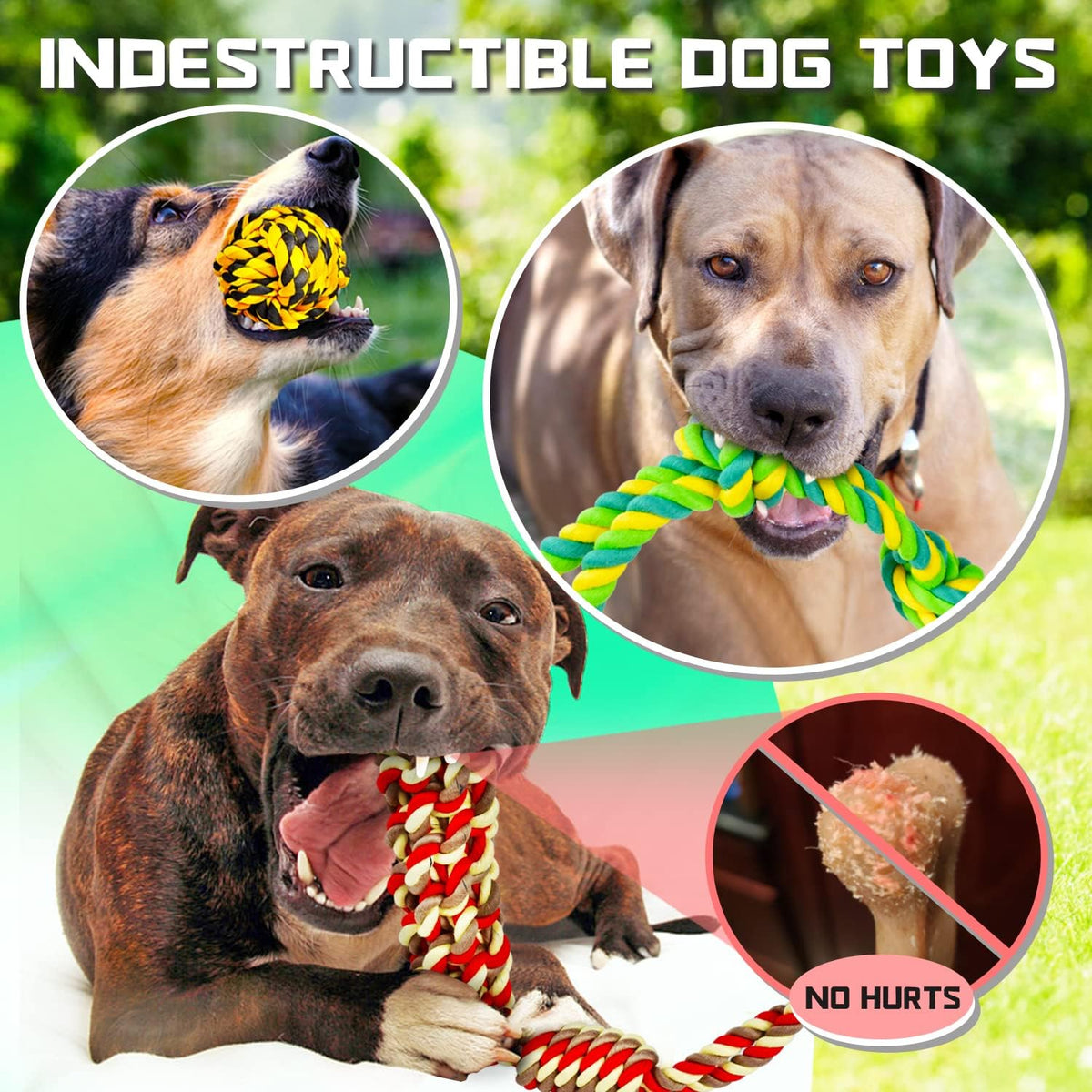 SHARLOVY XL Dog Chew Toys for Aggressive Chewers Large Breed, 14 Pack Tough Indestructible Dog Toys