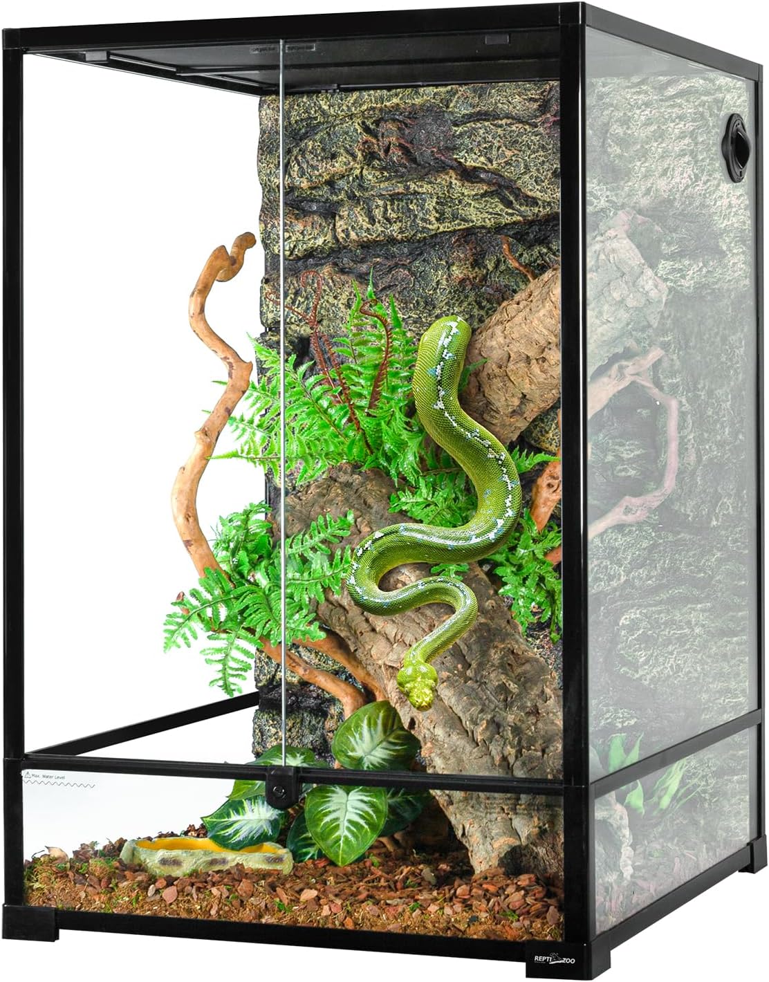 REPTIZOO 90 Gallon Reptile Terrarium 24" x 24" x 36" Large Glass Reptile Tank, Tall Terrarium with
