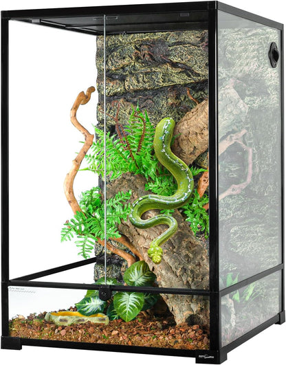 REPTIZOO 90 Gallon Reptile Terrarium 24" x 24" x 36" Large Glass Reptile Tank, Tall Terrarium with
