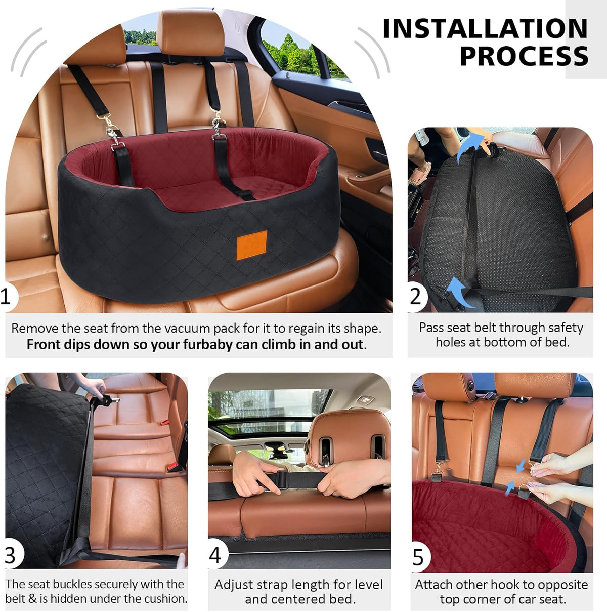Dog Car Seat for Medium Dogs Up to 50 lbs, Pet Booster Seat for Cars SUVs and Trucks, Travel Dog