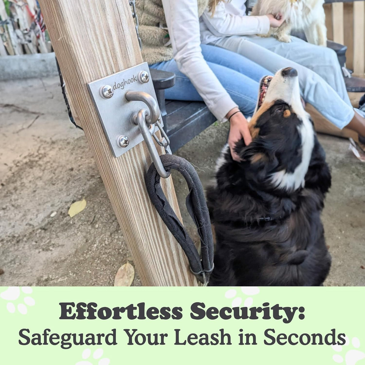 Canine Hitch- Secure Dog Leash Parking Indoor- Outdoor Wall Hook with EZ Clip - Tie Out Stainless