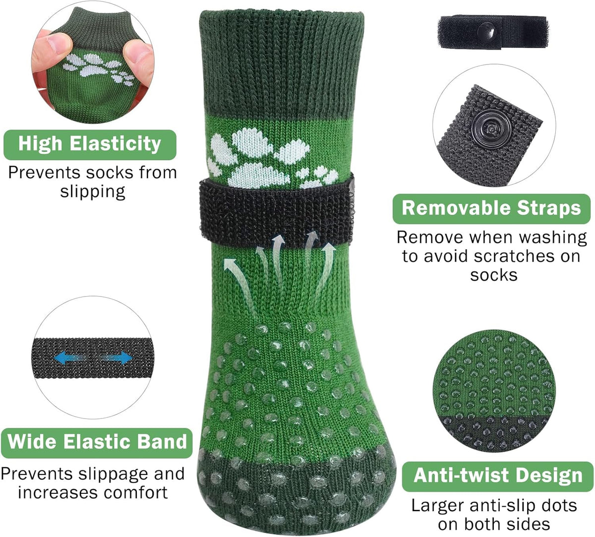 SCENEREAL Anti Slip Dog Sock to Prevent Licking Paws for Hardwood Floors, Boots & Paw Protector