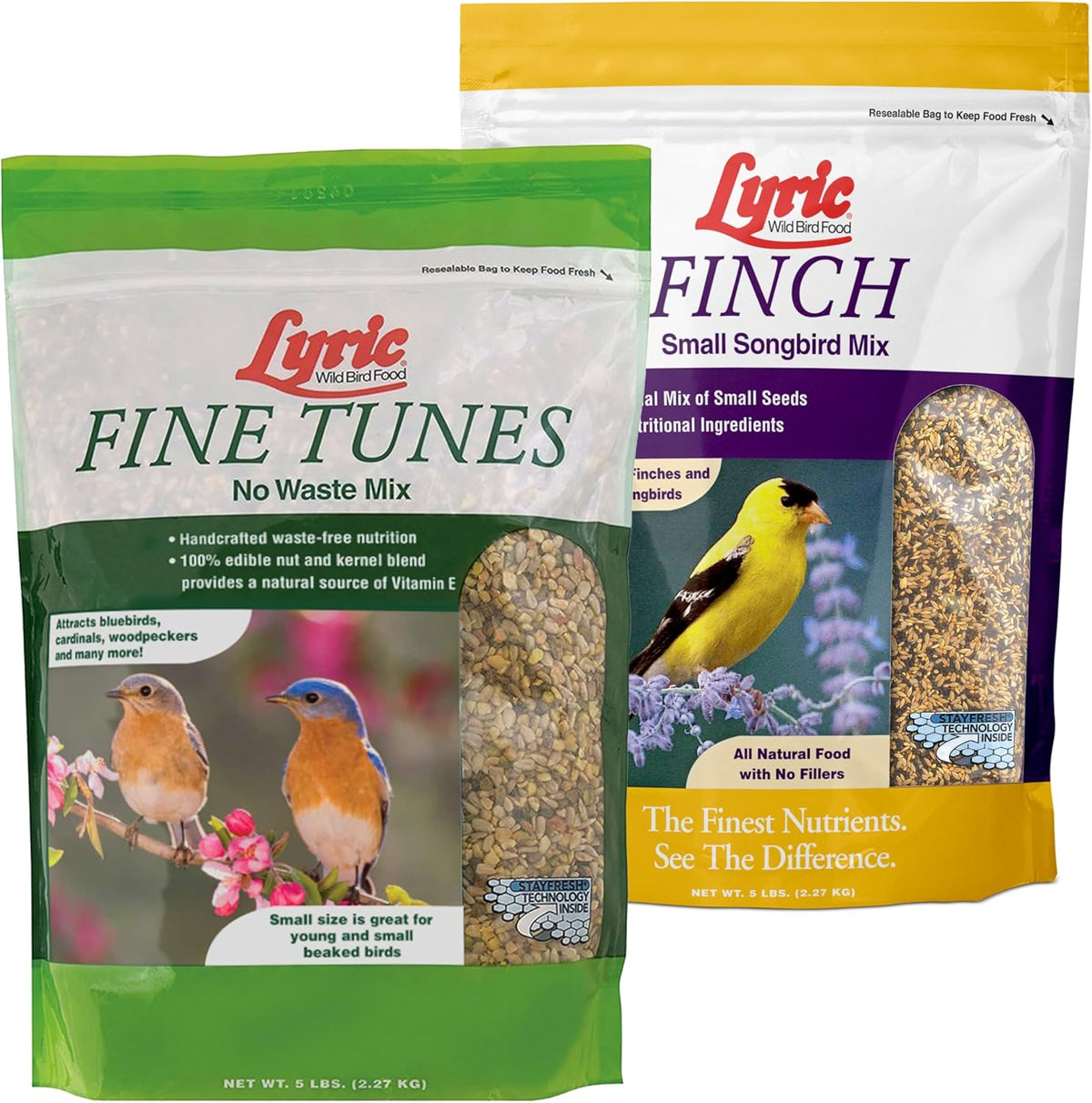 Lyric Fine Tunes No Waste Bird Seed 5 lb. Bag and Lyric Finch Small Songbird Wild Bird Food 5 lb.