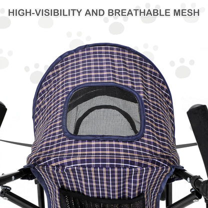 MoNiBloom 4 Wheels Pet Stroller, Easy-Fold Umbrella Shaped Dog Cat Jogger Stroller w/Storage Bag &