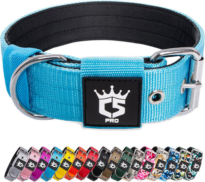 TSPRO Tactical Dog Collar 1.5 Inch Wide Thick Dog Collars with Heavy Duty Metal Buckle, Durable