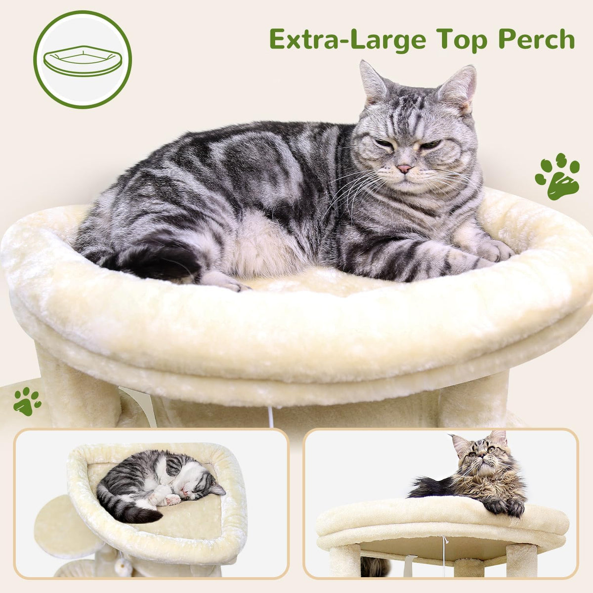 Globlazer Corner Cat Tree for Large Cats, 66inch Tall Curved Series Large Cat Tower for Multiple