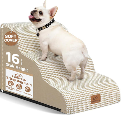 Dog Ramp and Stair for Bed 16" H-20 H,3-Step Cat Stair for Sofa and Chair,4-Step Dog Ramp for High