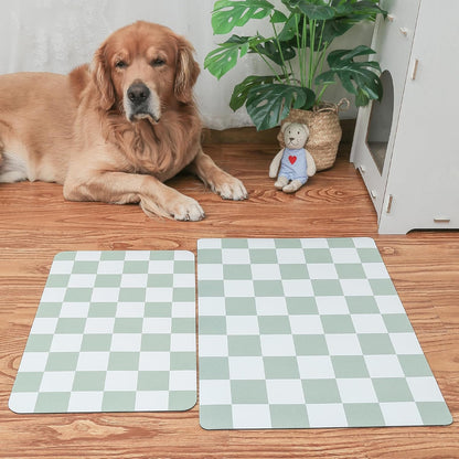 Ralxion Checkered Dog Feeding Mat, Absorbent Mats for Dog Food and Water Bowl, Dispenser, Retro