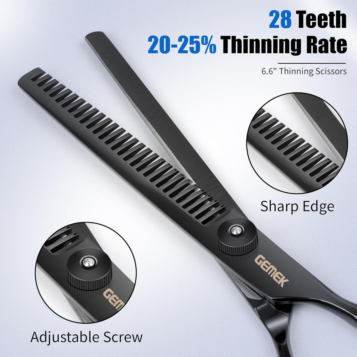 Dog Grooming Scissors Kit with Safety Round Tips, GEMEK Professional 5 in 1 Grooming Scissors for