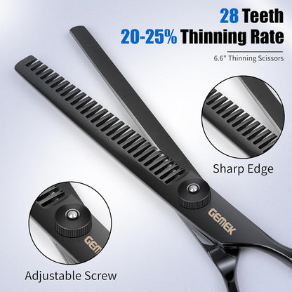 Dog Grooming Scissors Kit with Safety Round Tips, GEMEK Professional 5 in 1 Grooming Scissors for
