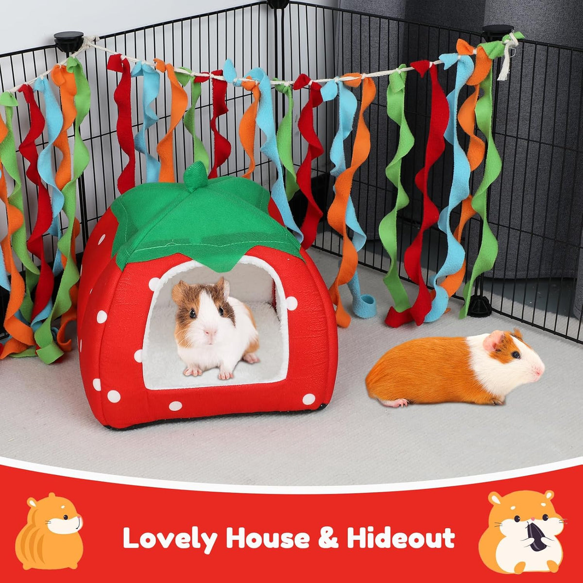 BWOGUE Guinea Pig House Bed Cozy Hamster Cave Large Hideout for Dwarf Rabbits Hedgehog Bearded