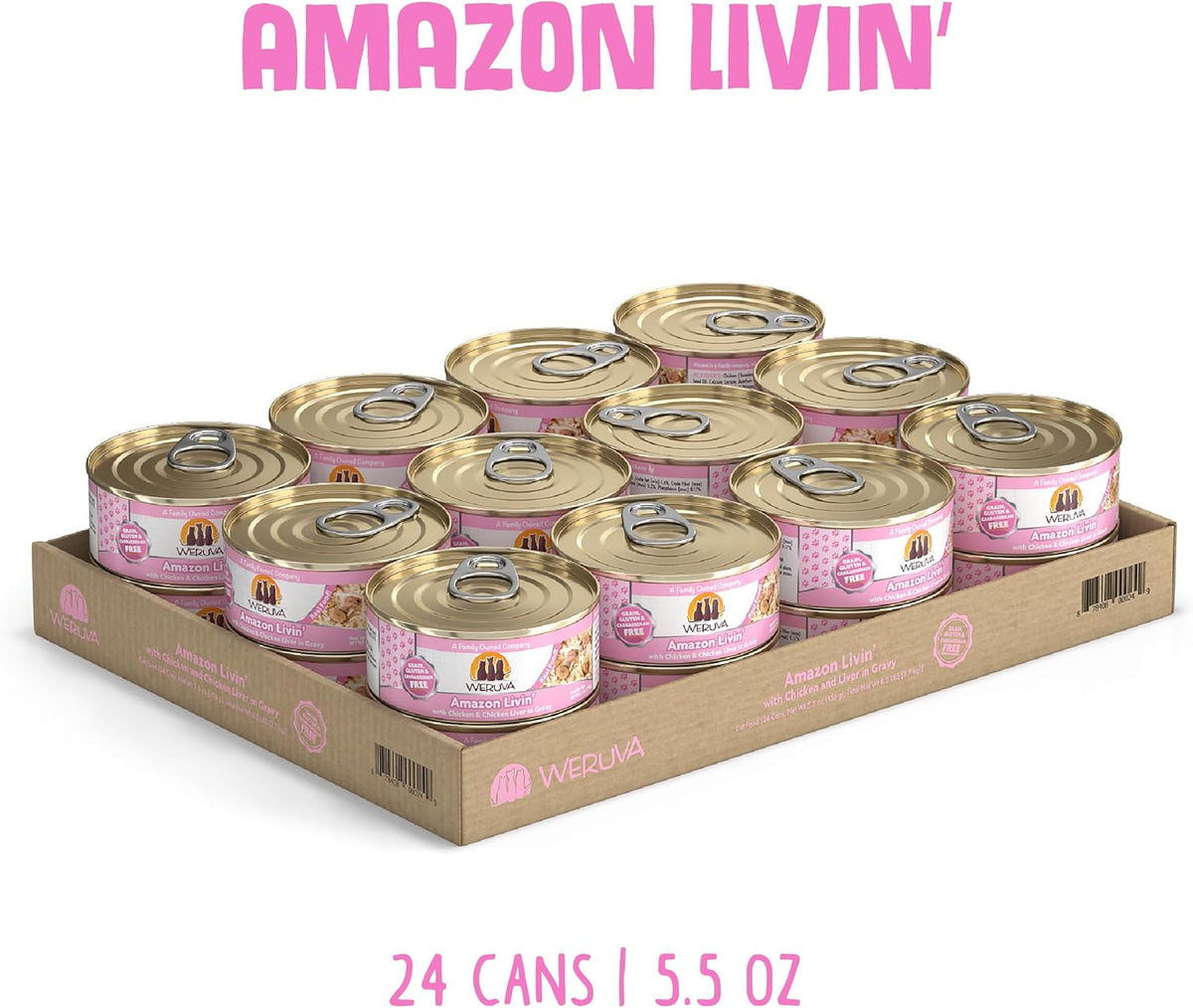 Weruva Classic Cat Food, Amazon Livin' with Chicken Breast & Chicken Liver in Gravy, 5.5oz Can