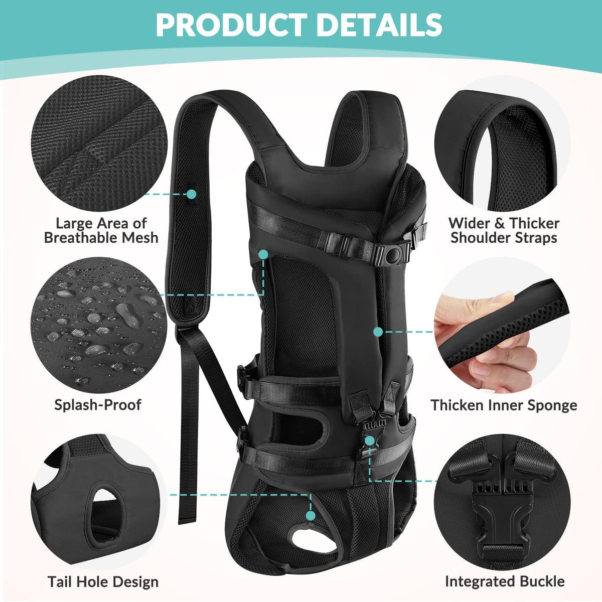 Lukovee Dog Backpack Carrier, Legs Out Easy-fit Dog Front Carrier for Small Medium Dogs,Adjustable