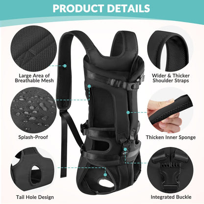 Lukovee Dog Backpack Carrier, Legs Out Easy-fit Dog Front Carrier for Small Medium Dogs,Adjustable