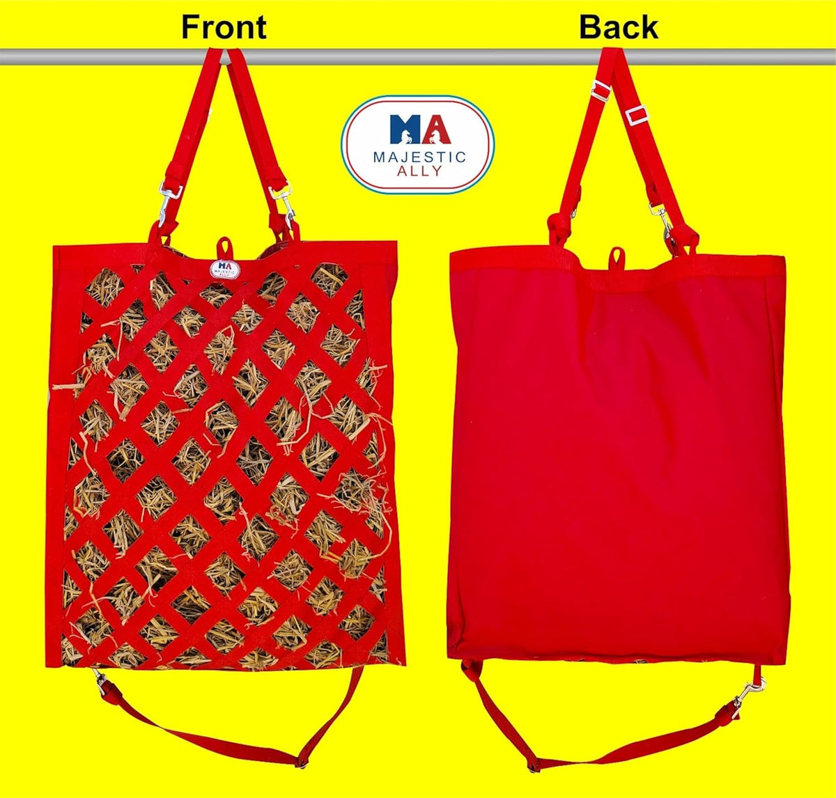 Majestic Ally Premium Nylon Hay Bag for Horses and Livestock, Simulates Grazing, Slow Feeding