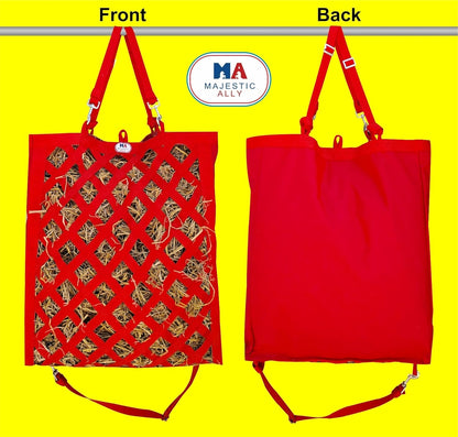 Majestic Ally Premium Nylon Hay Bag for Horses and Livestock, Simulates Grazing, Slow Feeding
