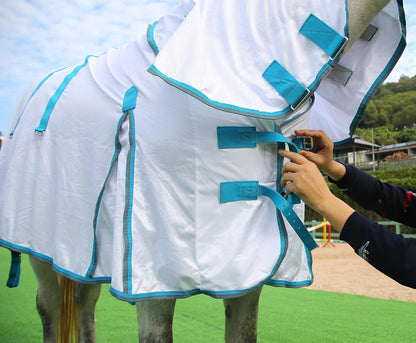 Horse Fly Sheet with Detachable Neck Cover & Belly Wrap, Adjustable Fly Sheet for Horses