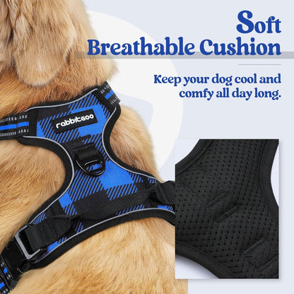 rabbitgoo Dog Harness No Pull with 2 Leash Clips, Adjustable Soft Padded, Reflective Oxford No