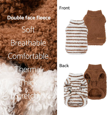 Fitwarm 2 Pack Striped Fleece Dog Sweater, Warm Winter Clothes for Small Dogs Boy Girl, Fuzzy Pet