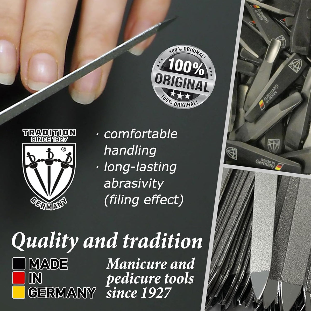 3 Swords Germany - Brand Quality Double Sided (fine & coarse) Sapphire Metal Pocket Nail File (1