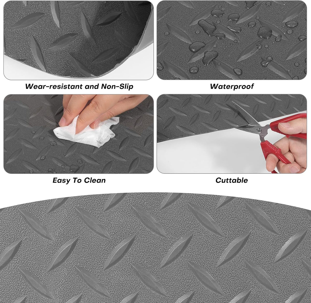 5Ft x 12Ft Rubber Flooring Mats 1.6mm Diamond Plate Flooring Roll 60sqft Rubber Trailer Garage