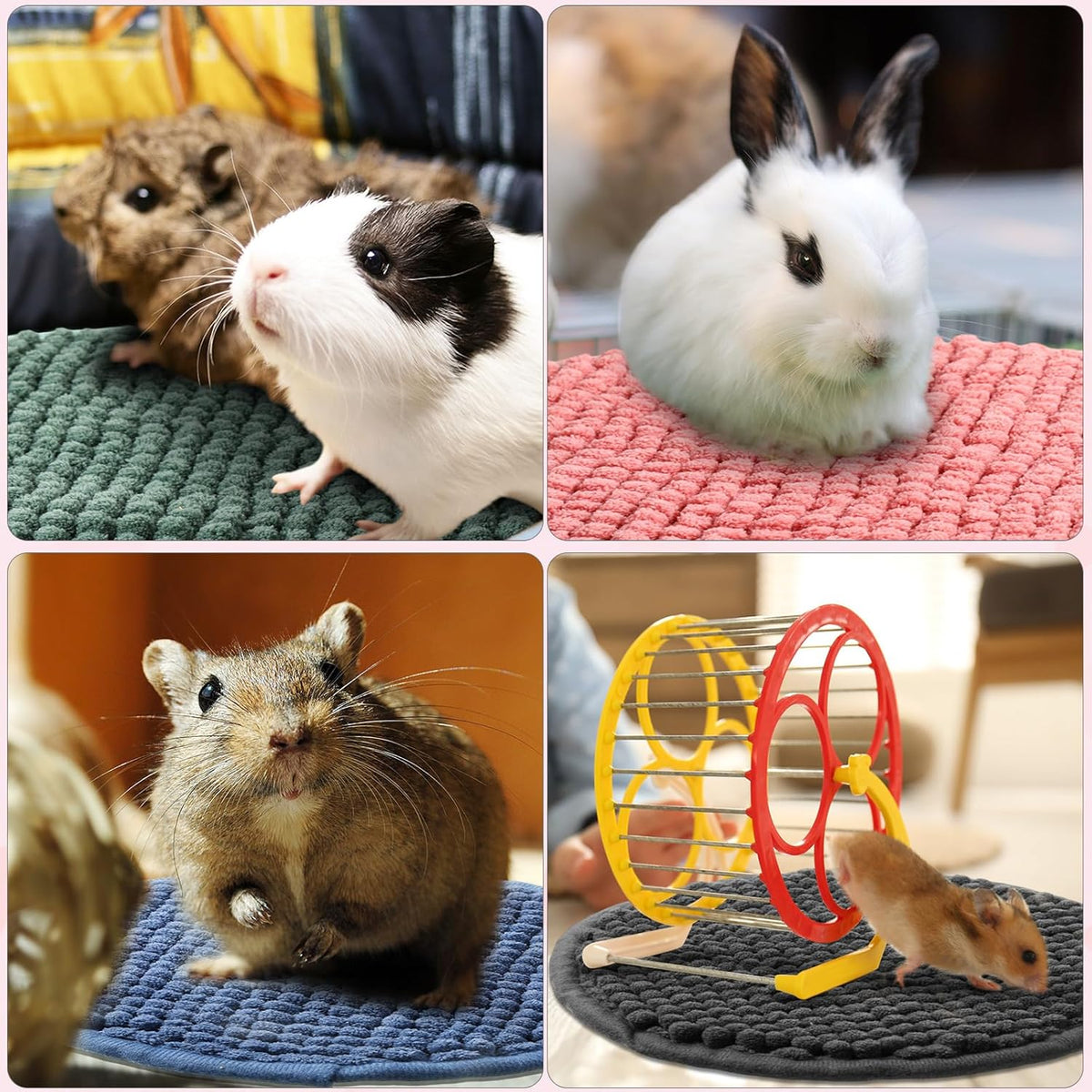 Amylove 4 Pcs Guinea Pig Cage Liner Guinea Pig Bedding Washable Fleece Pee Pads Reusable Small