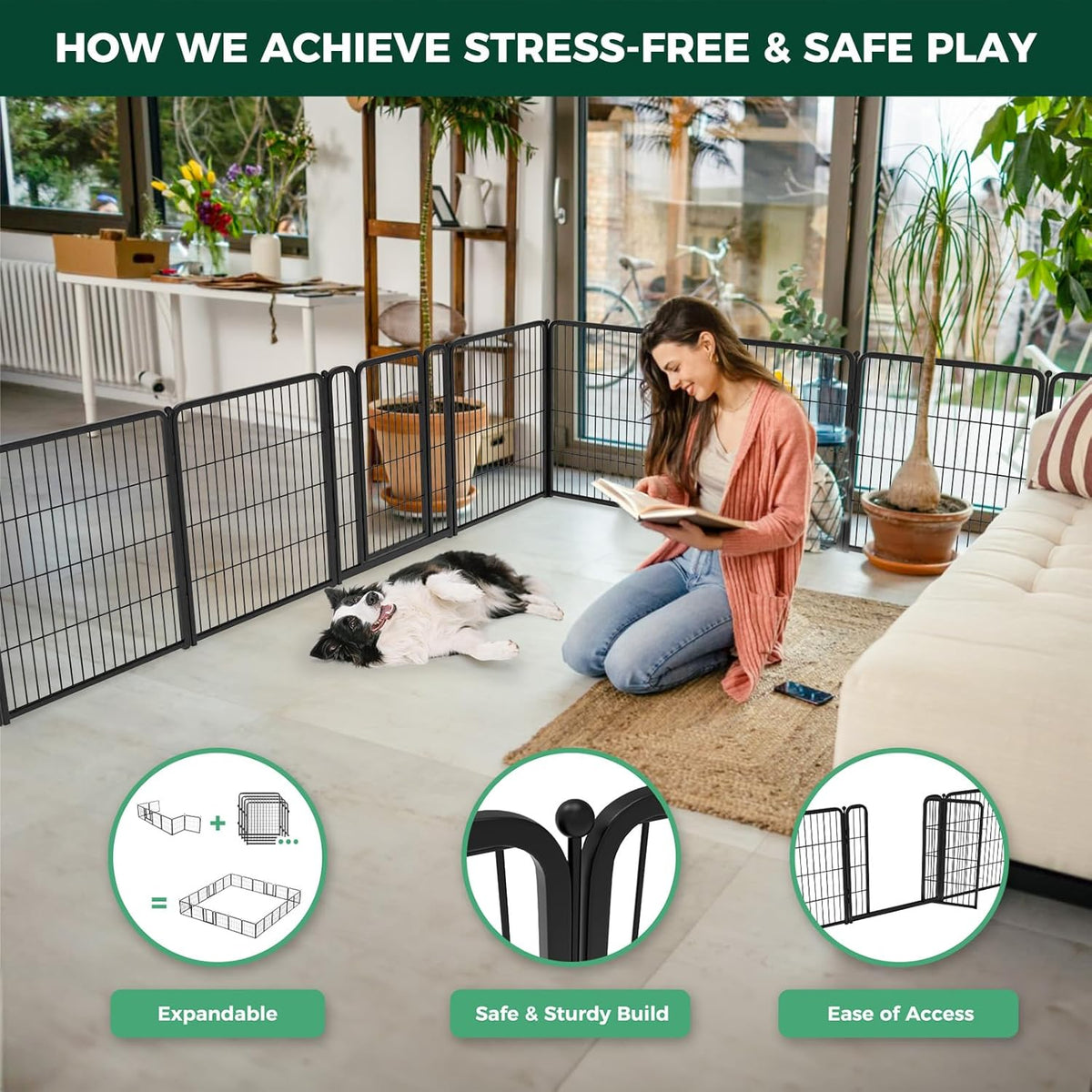 FXW Homeplus Unleashed Indoor Dog Playpen - Stress-Free and Safe Play, Heavy Duty 32 Inch 12 Panels